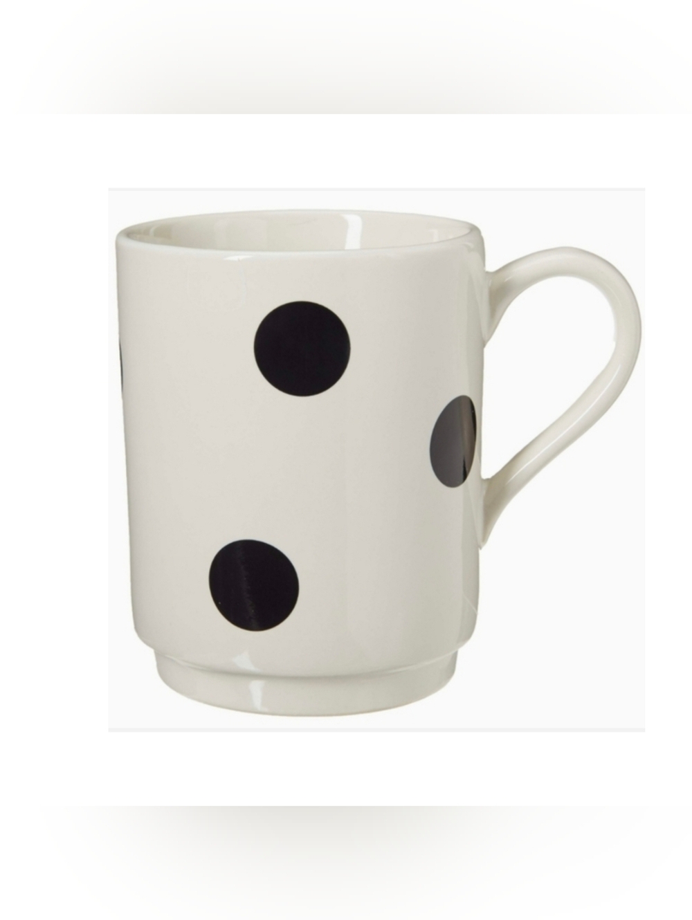 Kate Spade Lenox New York Deco Dot Coffee Mug 4” Tall White & Black